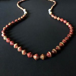 Handcrafted Vermillion African Trade Bd Necklace
